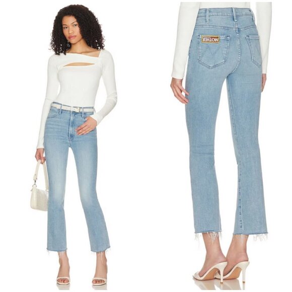 💕MOTHER💕 Hustler Ankle Fray Jeans w/ Mother Patch ~ Cutting Class Blue 27 NWT - Picture 6 of 16